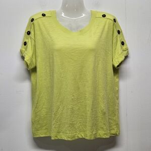 Loft Button-Shoulder Short Sleeve Top Size Small Casual Relaxed Fit Cotton New